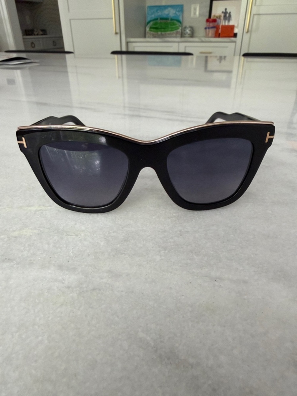 Tom Ford Julie 52MM Square Sunglasses with Gold Trim